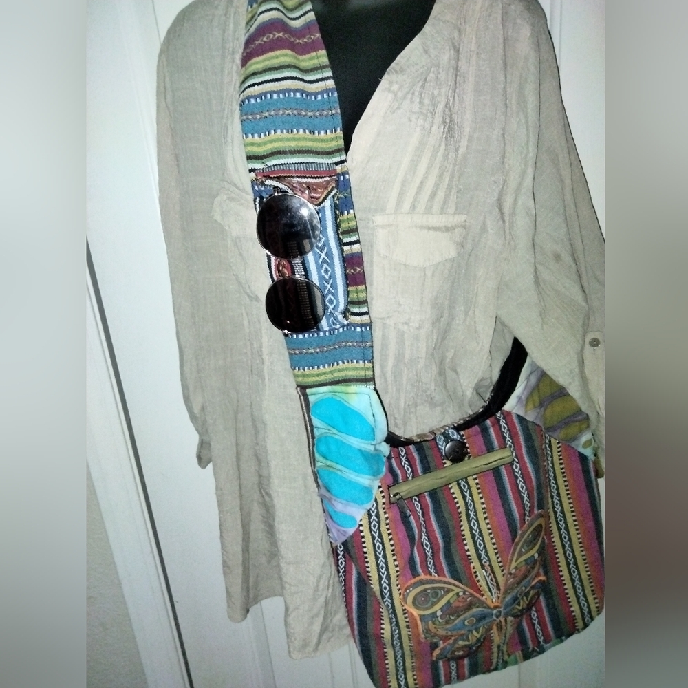 Colorful Crossbody Bag Boho Hippie Rising International 100% Cotton  Nepal